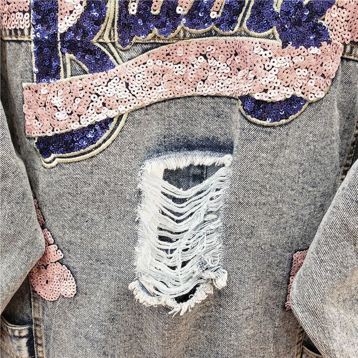 Glitteron | Oversized Denimjakke med Glitter