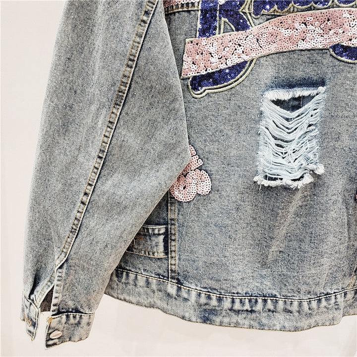 Glitteron | Oversized Denimjakke med Glitter