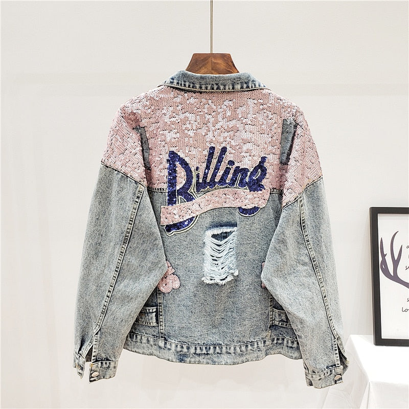 Glitteron | Oversized Denimjakke med Glitter
