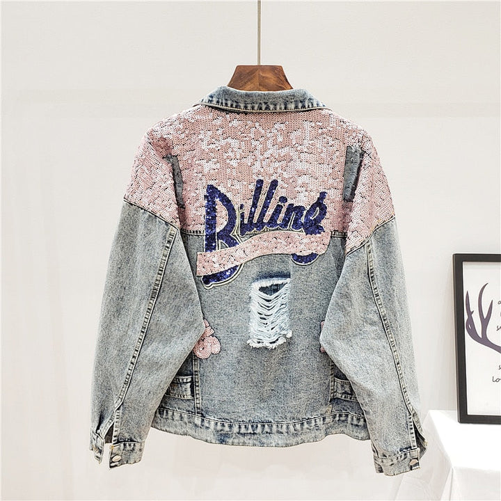 Glitteron | Oversized Denimjakke med Glitter